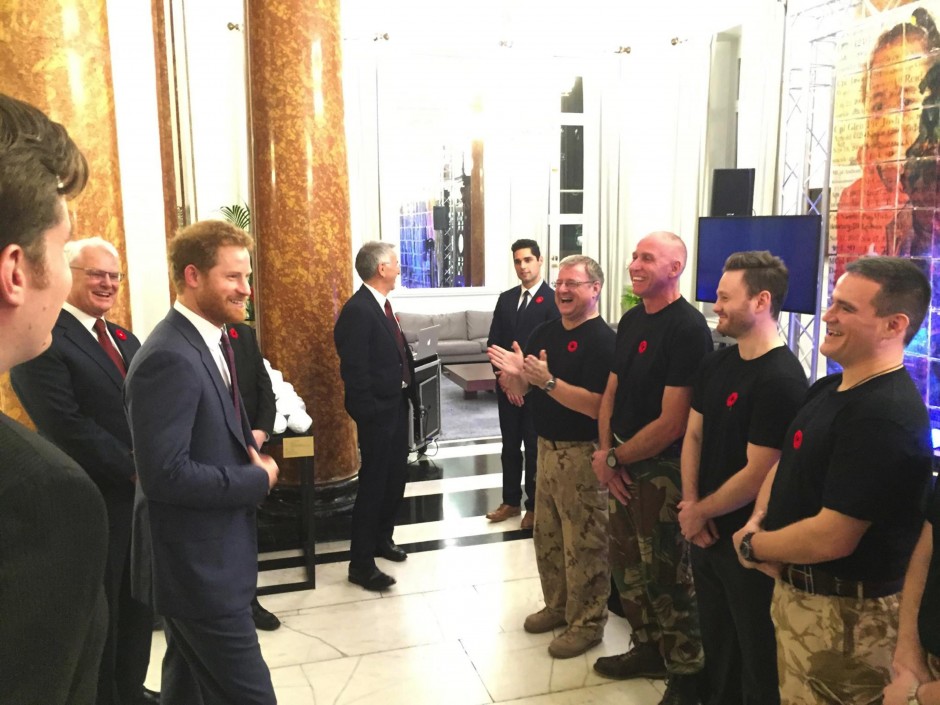 Prince Henry of Wales greets Contact! Unload performers/veterans in London, England. (November, 2015)